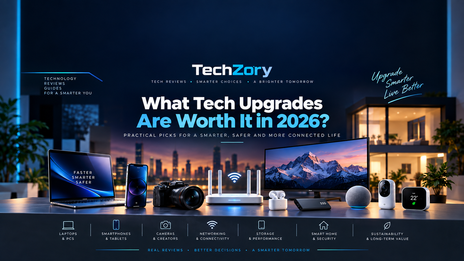 Tech upgrades worth considering in 2026 including laptops, smartphones, networking, storage, and smart home devices