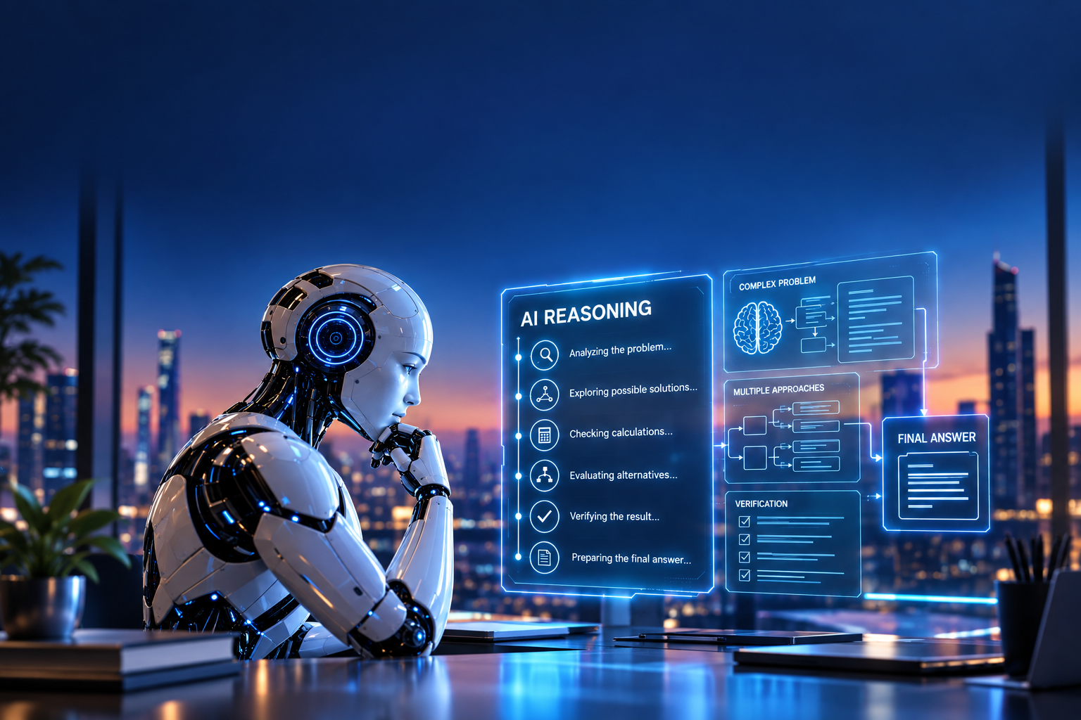 AI reasoning models in 2026 using longer thinking time to analyze complex problems