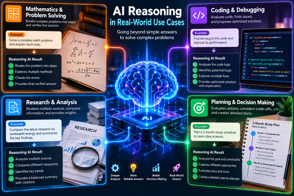 AI reasoning use cases in 2026 for mathematics, coding, research, and planning