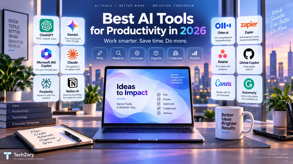 Best AI tools for productivity in 2026 for writing, research, automation, coding, design, and collaboration