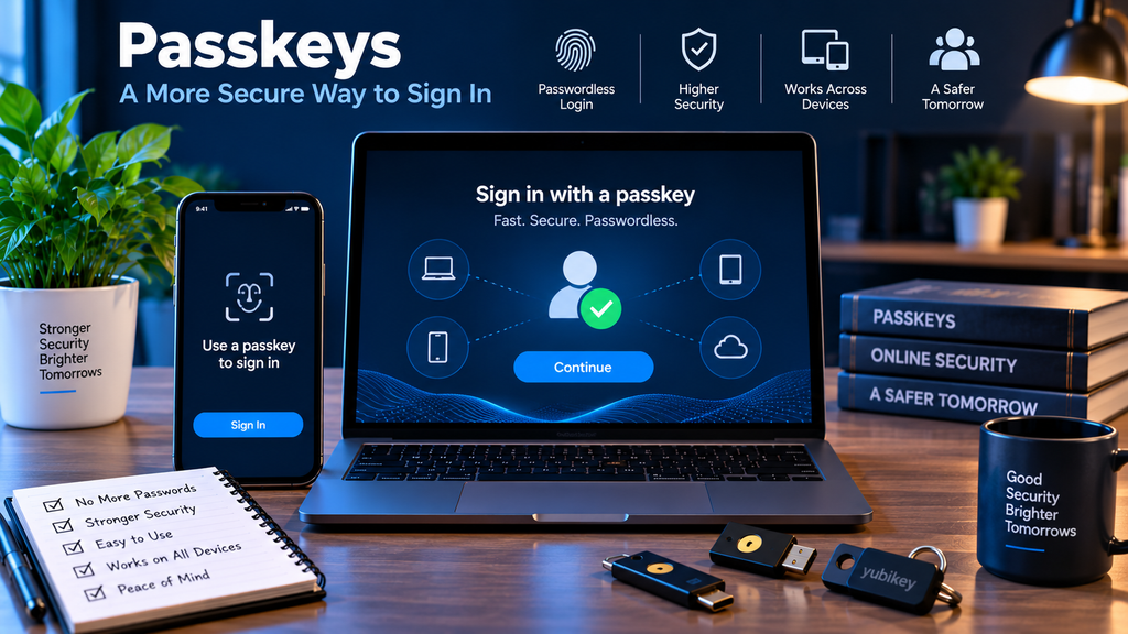 Passkeys and hardware security keys for phishing-resistant account protection in 2026