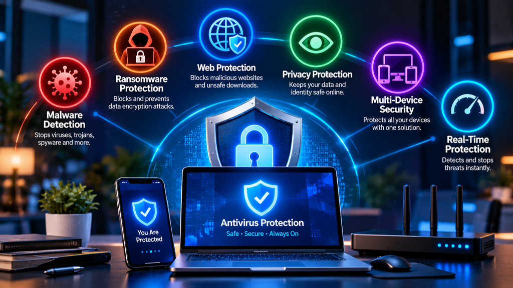 Antivirus security features used to compare protection software in 2026