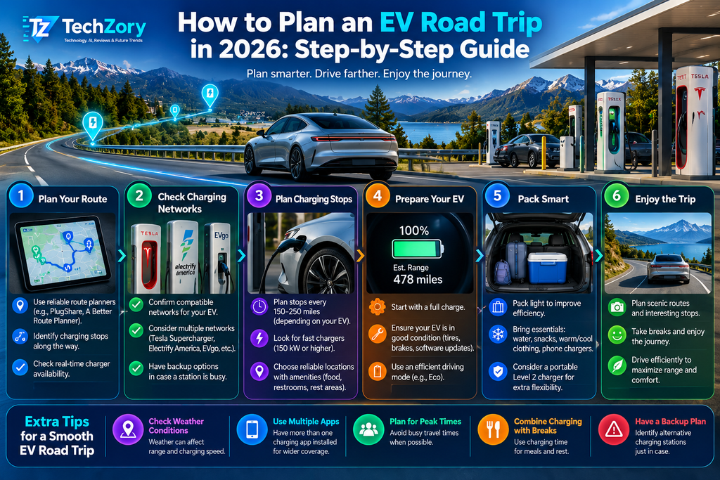 How to plan an EV road trip in 2026 including route planning charging networks charging stops vehicle preparation packing and backup plans