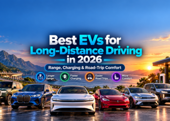 # Best EVs for Long-Distance Driving in 2026: Range, Charging & Road-Trip Comfort Long-distance travel is one of the toughest tests for an electric vehicle. An EV that works perfectly for a 30-mile daily commute may feel very different on a 600-mile road trip, where driving range, charging speed, charger availability, cabin comfort, and route planning all become much more important. The **best EVs for long-distance driving in 2026** therefore are not necessarily the vehicles with the biggest batteries or the highest advertised range. A strong road-trip EV needs to combine useful highway range with fast and predictable charging, comfortable seating, good navigation, and access to reliable charging networks. This guide compares several important long-distance electric vehicles available in 2026. Rather than declaring one universal winner, it highlights the strengths of different vehicles for different types of road-trip drivers. Range figures primarily reflect U.S. EPA or manufacturer estimates. Actual highway range can vary with speed, temperature, terrain, wheels, passenger load, HVAC use, towing, and battery condition. ## Best EVs for Long-Distance Driving in 2026: Quick Comparison | EV | Maximum/Notable Range | Fast-Charging Capability | Long-Distance Strength | |---|---:|---|---| | Lucid Air Grand Touring | Up to 512 miles EPA | Up to 300 kW; about 200 miles added in 12 min | Extremely long range | | Chevrolet Silverado EV | Up to 478 miles GM-est. | Up to 350 kW; about 120 miles in 10 min | Long range with truck capability | | Mercedes-Benz EQS 450 4MATIC | 367 miles EPA | Up to 200 kW; 10–80% in about 31 min | Luxury and highway comfort | | Tesla Model 3 Long Range RWD | 363 miles EPA | Up to 250 kW; up to 195 miles in 15 min | Efficient travel and charging integration | | BMW iX xDrive60 | Up to roughly 364 miles | Up to 195 kW; 10–80% in about 35 min | Premium SUV comfort | | Rivian R1S | Up to 410 miles depending on configuration | Up to 300 kW; up to 150 miles in 20 min | Long-range family and adventure travel | | Kia EV6 | Up to 319 miles EPA | 10–80% in about 20 min | Rapid charging and strong road-trip value | Official specifications show substantial differences in how these vehicles approach long-distance travel. Lucid emphasizes exceptional efficiency and range, Chevrolet combines a large battery with truck capability, while vehicles such as the EV6 compensate for shorter total range with particularly fast charging. ## What Makes an EV Good for Long-Distance Driving? The biggest range number does not tell the whole story. For road trips, six factors matter particularly strongly. ### Highway Range EPA range is useful for comparing vehicles, but high-speed highway driving often consumes more energy than mixed city and highway testing. A vehicle rated for 350 miles should therefore not automatically be expected to travel exactly 350 highway miles between charging stops. ### Fast-Charging Speed Long-distance drivers rarely charge from 0% to 100% at public fast chargers. A more realistic road-trip pattern is arriving with a low state of charge, charging to around 70% or 80%, and continuing the journey. That makes a vehicle's **10–80% charging performance** especially useful. ### Charging Curve Peak charging power can be misleading. A vehicle may briefly reach a very high charging rate but then reduce power quickly as the battery fills. A strong charging curve—where the vehicle maintains high power for longer—can matter more than the maximum kW figure printed in a brochure. ### Charging-Network Access A 500-mile EV is much less convenient if the few chargers along your route are unreliable or badly located. Drivers should consider: - NACS compatibility - Tesla Supercharger access - CCS availability - Charging-station density - Route-planning integration - Real-time charger availability ### Cabin Comfort Long-distance driving means spending hours in the vehicle. Seat comfort, road noise, suspension quality, climate control, rear-passenger space, and driver-assistance features become far more important than they might during short local trips. ### Efficiency A larger battery does not automatically make an EV better. An efficient vehicle can travel farther using less energy and may recover useful range quickly when charging. ## Lucid Air Grand Touring For drivers who want to minimize charging stops, the Lucid Air Grand Touring is one of the most remarkable long-distance EVs currently available. The 2026 Air Grand Touring offers an EPA-estimated range of up to **512 miles** when properly configured. Lucid also states that the vehicle can recover approximately **200 miles of range in about 12 minutes** under suitable fast-charging conditions. Its maximum DC fast-charging capability reaches approximately **300 kW**. That combination is particularly valuable on highway trips because it attacks both sides of the EV road-trip equation: - Drive farther between stops - Spend less time recovering useful range The Air is also designed as a luxury sedan, with a quiet cabin, substantial passenger space, and available comfort features suited to long journeys. ### Long-Distance Strengths - Up to 512 miles of EPA-estimated range - Very high energy efficiency - Approximately 200 miles added in 12 minutes under suitable conditions - Comfortable luxury-oriented cabin - Strong highway performance ### Important Consideration The Grand Touring is expensive compared with mainstream EVs. Therefore, its exceptional range should be viewed primarily as a premium long-distance capability rather than a value proposition. ## Chevrolet Silverado EV A pickup might not be the first vehicle people imagine for efficient electric road trips, but the 2026 Chevrolet Silverado EV offers one of the largest available driving ranges in the EV market. Chevrolet lists up to **478 miles of GM-estimated electric range** in appropriate configurations. With available **350-kW DC fast charging**, Chevrolet says the Silverado EV can recover up to approximately **120 miles of range in 10 minutes**. It also offers access to a large North American public charging ecosystem, including compatible Tesla Supercharger locations through GM's charging system and adapter support. ### Long-Distance Strengths - Up to 478 miles of estimated range - Very large battery capacity - Strong DC fast-charging capability - Pickup-bed utility - Available towing capacity up to 12,500 pounds - Standard four-wheel drive ### Important Consideration Towing can dramatically reduce EV driving range. A Silverado EV capable of traveling hundreds of miles unloaded should not be expected to achieve the same range when towing a large trailer. For drivers who need both electric transportation and truck capability, however, its large battery provides a valuable buffer. ## Mercedes-Benz EQS 450 4MATIC Sedan Long-distance driving is not only about covering the most miles. For drivers who regularly spend several hours on highways, comfort can matter just as much. The 2026 Mercedes-Benz EQS 450 4MATIC Sedan offers an EPA-estimated **367 miles of electric range**, according to Mercedes-Benz USA. It supports DC fast charging at up to **200 kW**, with Mercedes listing approximately **31 minutes for a 10–80% charge** under suitable conditions. The EQS also provides adaptive air suspension, a spacious cabin, substantial passenger room, and the quiet driving experience expected from a flagship luxury sedan. ### Long-Distance Strengths - 367-mile EPA-estimated range - Comfortable and quiet cabin - Adaptive air suspension - Large interior and cargo capacity - Strong highway refinement - 200-kW DC fast charging ### Important Consideration Its charging speed is competitive but not as aggressive as some newer 800-volt EV platforms. The EQS makes its strongest case through comfort, range, and luxury rather than minimum charging-stop duration. ## Tesla Model 3 Long Range The Tesla Model 3 remains particularly relevant for long-distance travel because it combines efficiency, useful range, and deep integration between the vehicle's navigation system and Tesla's charging network. The Long Range rear-wheel-drive Model 3 is rated at approximately **363 miles of EPA-estimated range**. Tesla lists maximum Supercharging capability of **250 kW** and says up to approximately **195 miles of range can be added in 15 minutes** under appropriate conditions. For road-trip drivers, one of the biggest advantages is not simply the charging rate. The vehicle can integrate charging stops into navigation, estimate arrival battery percentages, and direct the driver through the Supercharger network. ### Long-Distance Strengths - 363-mile EPA-estimated range - High efficiency - Up to 250-kW Supercharging - Integrated route and charging planning - Extensive charging-network availability - Compact and aerodynamic design ### Important Consideration The Model 3 is a sedan rather than a large crossover or SUV. Families carrying substantial luggage or outdoor equipment may prefer something larger even if that means accepting somewhat lower efficiency. ## BMW iX xDrive60 The BMW iX approaches long-distance driving as a premium SUV. BMW lists the 2026 iX xDrive60 at approximately **318 to 364 miles of estimated range**, depending on configuration and wheel selection. The iX supports DC charging up to approximately **195 kW**, with BMW specifications listing roughly **35 minutes for 10–80% charging**. BMW also states that around **90–103 miles of additional range** can be recovered in approximately 10 minutes under suitable high-power charging conditions. ### Long-Distance Strengths - Up to approximately 364 miles of estimated range - Spacious SUV cabin - Premium seating and interior quality - Quiet highway cruising - AWD capability - Strong driver-assistance technology ### Important Consideration Wheel size can noticeably affect EV range. Buyers planning frequent road trips should examine the range of the exact wheel and tire configuration rather than assuming every iX xDrive60 will deliver the highest quoted figure. ## Rivian R1S The Rivian R1S is designed for drivers who want long-distance capability without giving up three-row SUV practicality or outdoor capability. Rivian lists available R1S configurations with up to approximately **410 miles of EPA-estimated range**. Its charging system can add approximately **150 miles in 20 minutes**, and Rivian lists fast-charging capability up to **300 kW** in its current charging information. Another benefit is that the R1S combines road-trip range with substantial passenger and cargo flexibility. ### Long-Distance Strengths - Up to 410 miles of EPA-estimated range - Three-row capability - Up to 300-kW charging capability - AWD and outdoor capability - Large cargo capacity - Access to multiple fast-charging networks ### Important Consideration The R1S is larger and heavier than efficiency-focused electric sedans. Drivers who do not need its passenger capacity, ground clearance, or adventure capability may find a smaller EV more energy-efficient. ## Kia EV6 The Kia EV6 demonstrates why range alone should not determine whether an EV is suitable for road trips. The 2026 EV6 offers up to **319 miles of EPA-estimated range** in several rear-wheel-drive configurations. That number is lower than the Lucid Air, Silverado EV, or Rivian R1S. But the EV6's strength is charging speed. Kia states that its 800-volt charging architecture can charge the battery from approximately **10% to 80% in around 20 minutes** with a compatible DC fast charger. Kia also says its Charge Pass ecosystem provides access to more than **47,000 DC fast chargers**, including more than 30,000 compatible Tesla Superchargers, although an adapter may be required depending on the charger and vehicle configuration. ### Long-Distance Strengths - Up to 319 miles EPA-estimated range - 800-volt charging architecture - Approximately 10–80% in 20 minutes - Broad fast-charging access - Comfortable crossover layout - Lower entry price than many premium long-range EVs ### Important Consideration The EV6 may require more charging stops than a 400- or 500-mile EV on extremely long journeys. However, short and fast charging sessions can help compensate for that difference. ## Which Long-Distance EV Fits Different Drivers? Instead of asking which EV is universally best, it is more useful to match the vehicle to the trip. ### For Maximum Range The **Lucid Air Grand Touring** is particularly notable when minimizing charging stops is the priority. Its combination of more than 500 miles of EPA-estimated range and rapid charging gives it unusual long-distance capability. ### For Electric Truck Road Trips The **Chevrolet Silverado EV** combines very long range with pickup practicality. It is especially relevant for drivers who need cargo space or towing capability in addition to highway range. ### For Charging-Network Convenience The **Tesla Model 3 Long Range** combines efficient highway travel with deeply integrated Supercharger route planning. ### For Family Adventure Trips The **Rivian R1S** provides long range, three-row utility, AWD capability, and substantial cargo flexibility. ### For Luxury Highway Travel The **Mercedes-Benz EQS** and **BMW iX** emphasize cabin comfort, quietness, suspension quality, and premium features. ### For Fast Charging at a More Accessible Price The **Kia EV6** combines more than 300 miles of available range with particularly strong fast-charging performance. ## Range vs. Charging Speed: Which Matters More? Imagine two EVs. One can travel 400 miles on a charge but requires a longer charging stop. Another can travel 320 miles but restores most of its battery very quickly. On a 700-mile journey, the total travel time may be closer than the headline range numbers suggest. That is why road-trip buyers should look beyond EPA range and compare: - Highway efficiency - Battery capacity - 10–80% charging time - Charging curve - Network coverage - Charger reliability - Battery preconditioning - Route-planning software The best road-trip experience comes from the entire charging ecosystem—not one specification. ## How Weather Affects Long-Distance EV Range Temperature can significantly influence EV range. Cold conditions can increase energy consumption because the vehicle must heat both the cabin and battery. Extremely hot temperatures can also increase energy use because of air conditioning and battery thermal management. Other range-reducing factors include: - Strong headwinds - Sustained high speeds - Mountain climbs - Large wheels - Heavy cargo - Roof boxes - Towing Drivers should therefore maintain a reasonable battery reserve rather than planning routes based on the maximum advertised range. ## How to Plan an EV Road Trip in 2026 Before leaving on a long journey: **Start with a high state of charge.** Home charging before departure can eliminate the first public charging stop. **Use the vehicle's navigation system.** Modern EV route planners can account for charging stations and expected battery levels. **Prefer reliable fast-charging locations.** A slightly longer route with dependable chargers may be better than relying on a single isolated station. **Plan around 10–80% charging.** Charging speeds often slow substantially as the battery approaches full capacity. **Precondition the battery.** Many EVs can prepare the battery before reaching a DC fast charger, improving charging performance. **Keep backup charging options.** Public chargers can occasionally be occupied, offline, or operating below maximum power. ## Long-Distance EV Buying Checklist Before buying an EV primarily for highway travel, check: - EPA or manufacturer-estimated range - Realistic highway range expectations - DC fast-charging speed - Typical 10–80% charging time - Battery preconditioning - NACS and CCS compatibility - Charging networks available on your normal routes - Seat comfort - Cargo capacity - Driver-assistance systems - Wheel size and its effect on range - Heat-pump availability - Home-charging capability A test drive should also include highway driving whenever possible. Cabin noise, seating position, suspension comfort, visibility, and driver-assistance behavior can become much more noticeable after several hours behind the wheel. ## Frequently Asked Questions About Long-Distance EVs ### Can an EV handle a 500-mile road trip? Yes. Modern long-range EVs can comfortably complete 500-mile journeys with one or more charging stops depending on the vehicle, conditions, route, and starting battery level. ### Is 300 miles of range enough for road trips? For many drivers, yes. A vehicle with roughly 300 miles of range and strong fast-charging capability can be very practical for long journeys, particularly when charging stations are frequent and reliable. ### Should I charge an EV to 100% on every road-trip stop? Usually not. Charging speed typically decreases as the battery approaches full capacity. On many trips, multiple shorter fast-charging sessions can be quicker than waiting for 100%. Follow the manufacturer's charging recommendations for your specific vehicle. ### Which matters more: EPA range or charging speed? Both matter. Higher range reduces the number of stops, while faster charging reduces how long each stop takes. Network availability can be just as important as either specification. ### Does highway driving reduce EV range? It can. Electric vehicles often become less efficient at sustained high speeds because aerodynamic resistance increases rapidly as speed rises. ### Does towing reduce EV range? Yes. Towing can significantly increase energy consumption, especially at highway speeds. Drivers using electric trucks or SUVs for towing should plan more conservative charging intervals. ## Sources - Lucid Motors — 2026 Lucid Air specifications and charging information - Chevrolet — 2026 Silverado EV specifications and charging information - Tesla — Model 3 range and Supercharging specifications - Mercedes-Benz USA — 2026 EQS Sedan specifications - BMW USA — 2026 BMW iX range and charging information - Rivian — R1S range and charging information - Kia America — 2026 EV6 range and charging information ## Final Thoughts Long-distance electric driving in 2026 is no longer defined simply by whether an EV can travel far enough. The experience depends on how range, charging speed, charger availability, efficiency, comfort, and route planning work together. A Lucid Air may reduce the number of charging stops through extraordinary range. A Tesla Model 3 may simplify the journey through efficiency and integrated charging infrastructure. A Kia EV6 can compensate for a smaller range figure with fast charging, while the Rivian R1S and Silverado EV provide long-distance capability for drivers who need substantially more utility. The right choice therefore depends on how you travel. Before buying, think about your typical journey length, the charging networks along your routes, passenger and cargo needs, and how much time you are willing to spend charging. For frequent road-trip drivers, those practical considerations matter far more than simply choosing the EV with the largest number printed beside its range estimate.