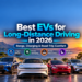 # Best EVs for Long-Distance Driving in 2026: Range, Charging & Road-Trip Comfort Long-distance travel is one of the toughest tests for an electric vehicle. An EV that works perfectly for a 30-mile daily commute may feel very different on a 600-mile road trip, where driving range, charging speed, charger availability, cabin comfort, and route planning all become much more important. The **best EVs for long-distance driving in 2026** therefore are not necessarily the vehicles with the biggest batteries or the highest advertised range. A strong road-trip EV needs to combine useful highway range with fast and predictable charging, comfortable seating, good navigation, and access to reliable charging networks. This guide compares several important long-distance electric vehicles available in 2026. Rather than declaring one universal winner, it highlights the strengths of different vehicles for different types of road-trip drivers. Range figures primarily reflect U.S. EPA or manufacturer estimates. Actual highway range can vary with speed, temperature, terrain, wheels, passenger load, HVAC use, towing, and battery condition. ## Best EVs for Long-Distance Driving in 2026: Quick Comparison | EV | Maximum/Notable Range | Fast-Charging Capability | Long-Distance Strength | |---|---:|---|---| | Lucid Air Grand Touring | Up to 512 miles EPA | Up to 300 kW; about 200 miles added in 12 min | Extremely long range | | Chevrolet Silverado EV | Up to 478 miles GM-est. | Up to 350 kW; about 120 miles in 10 min | Long range with truck capability | | Mercedes-Benz EQS 450 4MATIC | 367 miles EPA | Up to 200 kW; 10–80% in about 31 min | Luxury and highway comfort | | Tesla Model 3 Long Range RWD | 363 miles EPA | Up to 250 kW; up to 195 miles in 15 min | Efficient travel and charging integration | | BMW iX xDrive60 | Up to roughly 364 miles | Up to 195 kW; 10–80% in about 35 min | Premium SUV comfort | | Rivian R1S | Up to 410 miles depending on configuration | Up to 300 kW; up to 150 miles in 20 min | Long-range family and adventure travel | | Kia EV6 | Up to 319 miles EPA | 10–80% in about 20 min | Rapid charging and strong road-trip value | Official specifications show substantial differences in how these vehicles approach long-distance travel. Lucid emphasizes exceptional efficiency and range, Chevrolet combines a large battery with truck capability, while vehicles such as the EV6 compensate for shorter total range with particularly fast charging. ## What Makes an EV Good for Long-Distance Driving? The biggest range number does not tell the whole story. For road trips, six factors matter particularly strongly. ### Highway Range EPA range is useful for comparing vehicles, but high-speed highway driving often consumes more energy than mixed city and highway testing. A vehicle rated for 350 miles should therefore not automatically be expected to travel exactly 350 highway miles between charging stops. ### Fast-Charging Speed Long-distance drivers rarely charge from 0% to 100% at public fast chargers. A more realistic road-trip pattern is arriving with a low state of charge, charging to around 70% or 80%, and continuing the journey. That makes a vehicle's **10–80% charging performance** especially useful. ### Charging Curve Peak charging power can be misleading. A vehicle may briefly reach a very high charging rate but then reduce power quickly as the battery fills. A strong charging curve—where the vehicle maintains high power for longer—can matter more than the maximum kW figure printed in a brochure. ### Charging-Network Access A 500-mile EV is much less convenient if the few chargers along your route are unreliable or badly located. Drivers should consider: - NACS compatibility - Tesla Supercharger access - CCS availability - Charging-station density - Route-planning integration - Real-time charger availability ### Cabin Comfort Long-distance driving means spending hours in the vehicle. Seat comfort, road noise, suspension quality, climate control, rear-passenger space, and driver-assistance features become far more important than they might during short local trips. ### Efficiency A larger battery does not automatically make an EV better. An efficient vehicle can travel farther using less energy and may recover useful range quickly when charging. ## Lucid Air Grand Touring For drivers who want to minimize charging stops, the Lucid Air Grand Touring is one of the most remarkable long-distance EVs currently available. The 2026 Air Grand Touring offers an EPA-estimated range of up to **512 miles** when properly configured. Lucid also states that the vehicle can recover approximately **200 miles of range in about 12 minutes** under suitable fast-charging conditions. Its maximum DC fast-charging capability reaches approximately **300 kW**. That combination is particularly valuable on highway trips because it attacks both sides of the EV road-trip equation: - Drive farther between stops - Spend less time recovering useful range The Air is also designed as a luxury sedan, with a quiet cabin, substantial passenger space, and available comfort features suited to long journeys. ### Long-Distance Strengths - Up to 512 miles of EPA-estimated range - Very high energy efficiency - Approximately 200 miles added in 12 minutes under suitable conditions - Comfortable luxury-oriented cabin - Strong highway performance ### Important Consideration The Grand Touring is expensive compared with mainstream EVs. Therefore, its exceptional range should be viewed primarily as a premium long-distance capability rather than a value proposition. ## Chevrolet Silverado EV A pickup might not be the first vehicle people imagine for efficient electric road trips, but the 2026 Chevrolet Silverado EV offers one of the largest available driving ranges in the EV market. Chevrolet lists up to **478 miles of GM-estimated electric range** in appropriate configurations. With available **350-kW DC fast charging**, Chevrolet says the Silverado EV can recover up to approximately **120 miles of range in 10 minutes**. It also offers access to a large North American public charging ecosystem, including compatible Tesla Supercharger locations through GM's charging system and adapter support. ### Long-Distance Strengths - Up to 478 miles of estimated range - Very large battery capacity - Strong DC fast-charging capability - Pickup-bed utility - Available towing capacity up to 12,500 pounds - Standard four-wheel drive ### Important Consideration Towing can dramatically reduce EV driving range. A Silverado EV capable of traveling hundreds of miles unloaded should not be expected to achieve the same range when towing a large trailer. For drivers who need both electric transportation and truck capability, however, its large battery provides a valuable buffer. ## Mercedes-Benz EQS 450 4MATIC Sedan Long-distance driving is not only about covering the most miles. For drivers who regularly spend several hours on highways, comfort can matter just as much. The 2026 Mercedes-Benz EQS 450 4MATIC Sedan offers an EPA-estimated **367 miles of electric range**, according to Mercedes-Benz USA. It supports DC fast charging at up to **200 kW**, with Mercedes listing approximately **31 minutes for a 10–80% charge** under suitable conditions. The EQS also provides adaptive air suspension, a spacious cabin, substantial passenger room, and the quiet driving experience expected from a flagship luxury sedan. ### Long-Distance Strengths - 367-mile EPA-estimated range - Comfortable and quiet cabin - Adaptive air suspension - Large interior and cargo capacity - Strong highway refinement - 200-kW DC fast charging ### Important Consideration Its charging speed is competitive but not as aggressive as some newer 800-volt EV platforms. The EQS makes its strongest case through comfort, range, and luxury rather than minimum charging-stop duration. ## Tesla Model 3 Long Range The Tesla Model 3 remains particularly relevant for long-distance travel because it combines efficiency, useful range, and deep integration between the vehicle's navigation system and Tesla's charging network. The Long Range rear-wheel-drive Model 3 is rated at approximately **363 miles of EPA-estimated range**. Tesla lists maximum Supercharging capability of **250 kW** and says up to approximately **195 miles of range can be added in 15 minutes** under appropriate conditions. For road-trip drivers, one of the biggest advantages is not simply the charging rate. The vehicle can integrate charging stops into navigation, estimate arrival battery percentages, and direct the driver through the Supercharger network. ### Long-Distance Strengths - 363-mile EPA-estimated range - High efficiency - Up to 250-kW Supercharging - Integrated route and charging planning - Extensive charging-network availability - Compact and aerodynamic design ### Important Consideration The Model 3 is a sedan rather than a large crossover or SUV. Families carrying substantial luggage or outdoor equipment may prefer something larger even if that means accepting somewhat lower efficiency. ## BMW iX xDrive60 The BMW iX approaches long-distance driving as a premium SUV. BMW lists the 2026 iX xDrive60 at approximately **318 to 364 miles of estimated range**, depending on configuration and wheel selection. The iX supports DC charging up to approximately **195 kW**, with BMW specifications listing roughly **35 minutes for 10–80% charging**. BMW also states that around **90–103 miles of additional range** can be recovered in approximately 10 minutes under suitable high-power charging conditions. ### Long-Distance Strengths - Up to approximately 364 miles of estimated range - Spacious SUV cabin - Premium seating and interior quality - Quiet highway cruising - AWD capability - Strong driver-assistance technology ### Important Consideration Wheel size can noticeably affect EV range. Buyers planning frequent road trips should examine the range of the exact wheel and tire configuration rather than assuming every iX xDrive60 will deliver the highest quoted figure. ## Rivian R1S The Rivian R1S is designed for drivers who want long-distance capability without giving up three-row SUV practicality or outdoor capability. Rivian lists available R1S configurations with up to approximately **410 miles of EPA-estimated range**. Its charging system can add approximately **150 miles in 20 minutes**, and Rivian lists fast-charging capability up to **300 kW** in its current charging information. Another benefit is that the R1S combines road-trip range with substantial passenger and cargo flexibility. ### Long-Distance Strengths - Up to 410 miles of EPA-estimated range - Three-row capability - Up to 300-kW charging capability - AWD and outdoor capability - Large cargo capacity - Access to multiple fast-charging networks ### Important Consideration The R1S is larger and heavier than efficiency-focused electric sedans. Drivers who do not need its passenger capacity, ground clearance, or adventure capability may find a smaller EV more energy-efficient. ## Kia EV6 The Kia EV6 demonstrates why range alone should not determine whether an EV is suitable for road trips. The 2026 EV6 offers up to **319 miles of EPA-estimated range** in several rear-wheel-drive configurations. That number is lower than the Lucid Air, Silverado EV, or Rivian R1S. But the EV6's strength is charging speed. Kia states that its 800-volt charging architecture can charge the battery from approximately **10% to 80% in around 20 minutes** with a compatible DC fast charger. Kia also says its Charge Pass ecosystem provides access to more than **47,000 DC fast chargers**, including more than 30,000 compatible Tesla Superchargers, although an adapter may be required depending on the charger and vehicle configuration. ### Long-Distance Strengths - Up to 319 miles EPA-estimated range - 800-volt charging architecture - Approximately 10–80% in 20 minutes - Broad fast-charging access - Comfortable crossover layout - Lower entry price than many premium long-range EVs ### Important Consideration The EV6 may require more charging stops than a 400- or 500-mile EV on extremely long journeys. However, short and fast charging sessions can help compensate for that difference. ## Which Long-Distance EV Fits Different Drivers? Instead of asking which EV is universally best, it is more useful to match the vehicle to the trip. ### For Maximum Range The **Lucid Air Grand Touring** is particularly notable when minimizing charging stops is the priority. Its combination of more than 500 miles of EPA-estimated range and rapid charging gives it unusual long-distance capability. ### For Electric Truck Road Trips The **Chevrolet Silverado EV** combines very long range with pickup practicality. It is especially relevant for drivers who need cargo space or towing capability in addition to highway range. ### For Charging-Network Convenience The **Tesla Model 3 Long Range** combines efficient highway travel with deeply integrated Supercharger route planning. ### For Family Adventure Trips The **Rivian R1S** provides long range, three-row utility, AWD capability, and substantial cargo flexibility. ### For Luxury Highway Travel The **Mercedes-Benz EQS** and **BMW iX** emphasize cabin comfort, quietness, suspension quality, and premium features. ### For Fast Charging at a More Accessible Price The **Kia EV6** combines more than 300 miles of available range with particularly strong fast-charging performance. ## Range vs. Charging Speed: Which Matters More? Imagine two EVs. One can travel 400 miles on a charge but requires a longer charging stop. Another can travel 320 miles but restores most of its battery very quickly. On a 700-mile journey, the total travel time may be closer than the headline range numbers suggest. That is why road-trip buyers should look beyond EPA range and compare: - Highway efficiency - Battery capacity - 10–80% charging time - Charging curve - Network coverage - Charger reliability - Battery preconditioning - Route-planning software The best road-trip experience comes from the entire charging ecosystem—not one specification. ## How Weather Affects Long-Distance EV Range Temperature can significantly influence EV range. Cold conditions can increase energy consumption because the vehicle must heat both the cabin and battery. Extremely hot temperatures can also increase energy use because of air conditioning and battery thermal management. Other range-reducing factors include: - Strong headwinds - Sustained high speeds - Mountain climbs - Large wheels - Heavy cargo - Roof boxes - Towing Drivers should therefore maintain a reasonable battery reserve rather than planning routes based on the maximum advertised range. ## How to Plan an EV Road Trip in 2026 Before leaving on a long journey: **Start with a high state of charge.** Home charging before departure can eliminate the first public charging stop. **Use the vehicle's navigation system.** Modern EV route planners can account for charging stations and expected battery levels. **Prefer reliable fast-charging locations.** A slightly longer route with dependable chargers may be better than relying on a single isolated station. **Plan around 10–80% charging.** Charging speeds often slow substantially as the battery approaches full capacity. **Precondition the battery.** Many EVs can prepare the battery before reaching a DC fast charger, improving charging performance. **Keep backup charging options.** Public chargers can occasionally be occupied, offline, or operating below maximum power. ## Long-Distance EV Buying Checklist Before buying an EV primarily for highway travel, check: - EPA or manufacturer-estimated range - Realistic highway range expectations - DC fast-charging speed - Typical 10–80% charging time - Battery preconditioning - NACS and CCS compatibility - Charging networks available on your normal routes - Seat comfort - Cargo capacity - Driver-assistance systems - Wheel size and its effect on range - Heat-pump availability - Home-charging capability A test drive should also include highway driving whenever possible. Cabin noise, seating position, suspension comfort, visibility, and driver-assistance behavior can become much more noticeable after several hours behind the wheel. ## Frequently Asked Questions About Long-Distance EVs ### Can an EV handle a 500-mile road trip? Yes. Modern long-range EVs can comfortably complete 500-mile journeys with one or more charging stops depending on the vehicle, conditions, route, and starting battery level. ### Is 300 miles of range enough for road trips? For many drivers, yes. A vehicle with roughly 300 miles of range and strong fast-charging capability can be very practical for long journeys, particularly when charging stations are frequent and reliable. ### Should I charge an EV to 100% on every road-trip stop? Usually not. Charging speed typically decreases as the battery approaches full capacity. On many trips, multiple shorter fast-charging sessions can be quicker than waiting for 100%. Follow the manufacturer's charging recommendations for your specific vehicle. ### Which matters more: EPA range or charging speed? Both matter. Higher range reduces the number of stops, while faster charging reduces how long each stop takes. Network availability can be just as important as either specification. ### Does highway driving reduce EV range? It can. Electric vehicles often become less efficient at sustained high speeds because aerodynamic resistance increases rapidly as speed rises. ### Does towing reduce EV range? Yes. Towing can significantly increase energy consumption, especially at highway speeds. Drivers using electric trucks or SUVs for towing should plan more conservative charging intervals. ## Sources - Lucid Motors — 2026 Lucid Air specifications and charging information - Chevrolet — 2026 Silverado EV specifications and charging information - Tesla — Model 3 range and Supercharging specifications - Mercedes-Benz USA — 2026 EQS Sedan specifications - BMW USA — 2026 BMW iX range and charging information - Rivian — R1S range and charging information - Kia America — 2026 EV6 range and charging information ## Final Thoughts Long-distance electric driving in 2026 is no longer defined simply by whether an EV can travel far enough. The experience depends on how range, charging speed, charger availability, efficiency, comfort, and route planning work together. A Lucid Air may reduce the number of charging stops through extraordinary range. A Tesla Model 3 may simplify the journey through efficiency and integrated charging infrastructure. A Kia EV6 can compensate for a smaller range figure with fast charging, while the Rivian R1S and Silverado EV provide long-distance capability for drivers who need substantially more utility. The right choice therefore depends on how you travel. Before buying, think about your typical journey length, the charging networks along your routes, passenger and cargo needs, and how much time you are willing to spend charging. For frequent road-trip drivers, those practical considerations matter far more than simply choosing the EV with the largest number printed beside its range estimate.