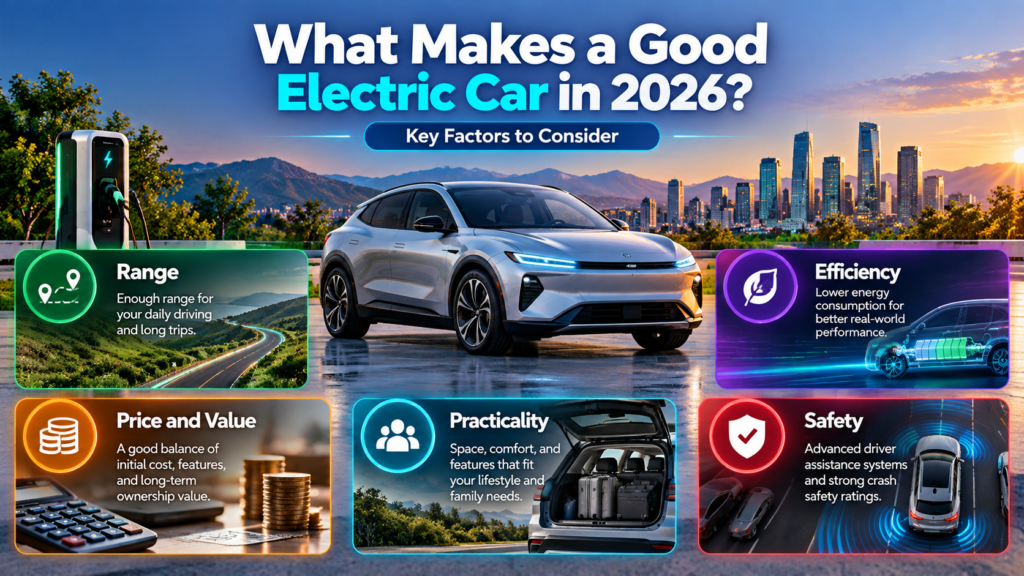 What makes a good electric car in 2026 range charging efficiency value practicality and safety