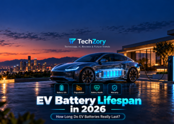 EV battery lifespan in 2026 showing electric car battery health degradation warranty and long-term battery life
