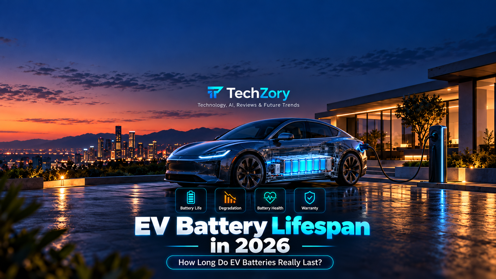 EV battery lifespan in 2026 showing electric car battery health degradation warranty and long-term battery life
