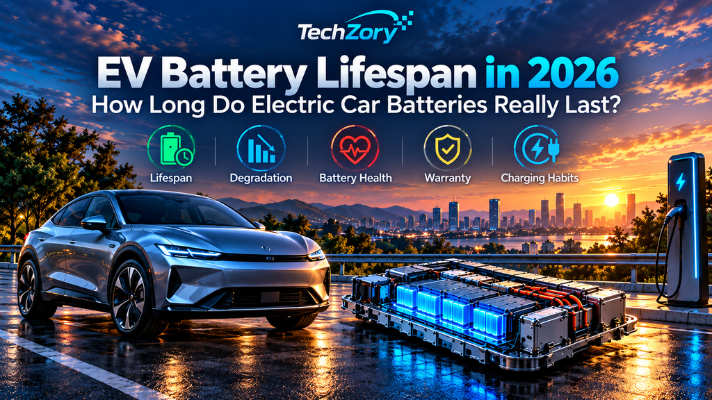 EV battery lifespan in 2026 showing degradation battery health warranty charging habits and electric vehicle battery pack