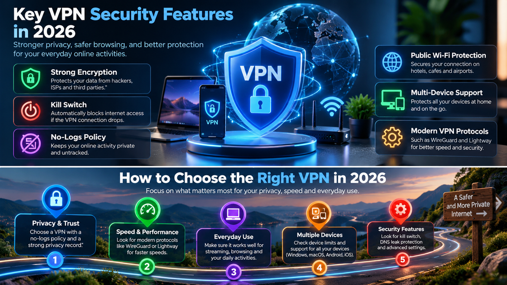 How to choose the right VPN in 2026 based on privacy, speed, everyday use, multiple devices, and security features
