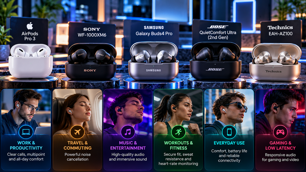 Wireless earbuds use cases in 2026 for work, travel, music, workouts, everyday use, and gaming