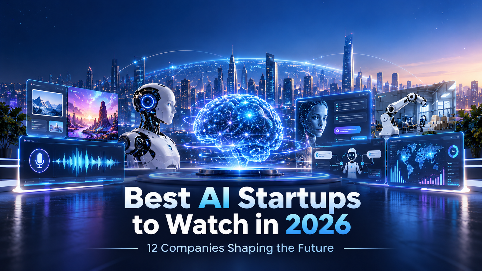Best AI startups to watch in 2026 across foundation models, AI agents, voice AI, robotics, enterprise AI, generative media, and AI safety