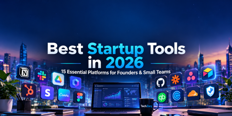 Best startup tools in 2026 for productivity, communication, CRM, payments, design, development, automation, accounting, scheduling, and security