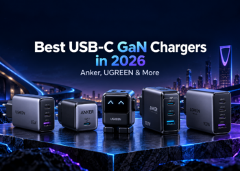 Best USB-C GaN chargers in Saudi Arabia 2026 featuring Anker and UGREEN 65W and 100W chargers