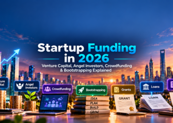 Startup funding in 2026 including venture capital, angel investors, crowdfunding, bootstrapping, grants, loans, SAFEs, and convertible notes