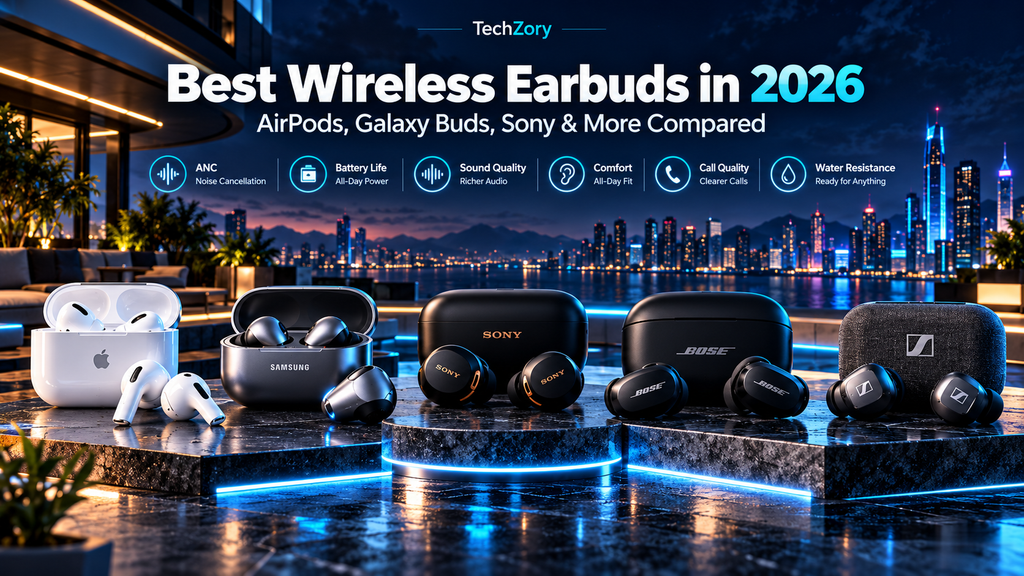 Best wireless earbuds in 2026 compared by ANC, battery life, sound quality, comfort, call quality, and water resistance